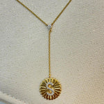 Load image into Gallery viewer, Personalized Initial Lariat Diamond Necklace, 14k Solid Gold, Natural Diamonds, Custom Minimalist Jewelry, Stacking Disc Letter Necklace