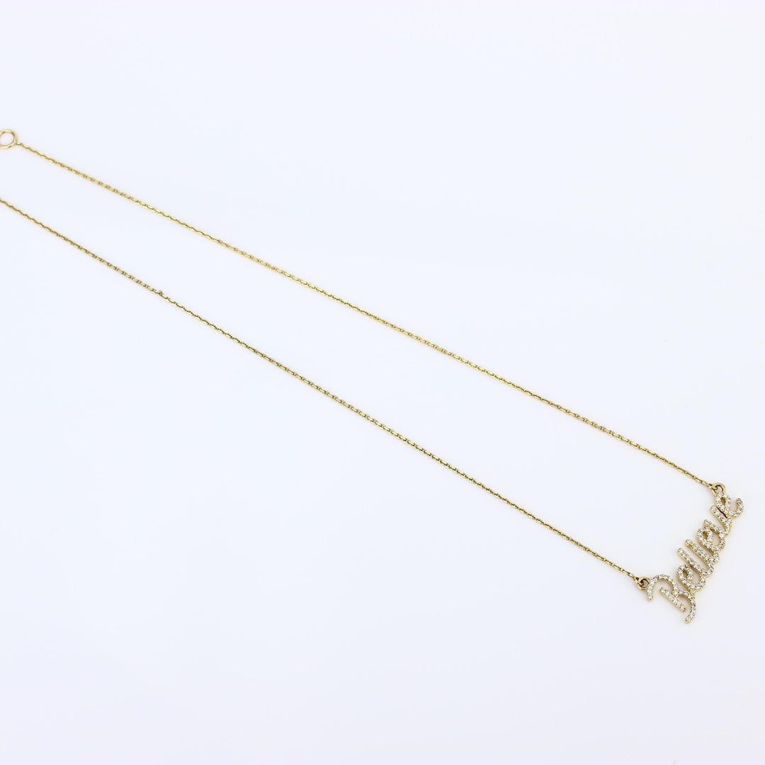 Believe Diamond Necklace, 14k Solid Gold, Natural Diamonds, Handcrafted Word Jewelry, Script Letter Necklace, Minimalistic Everyday Necklace