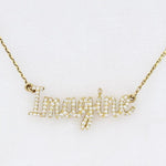 Load image into Gallery viewer, Imagine Diamond Necklace, 14k Solid Gold, Natural Diamonds, Script Word Necklace, Inspirational Jewelry, Handcrafted Minimalistic Jewelry
