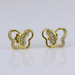 Load image into Gallery viewer, Kids Butterfly Diamond Stud Earrings, 14k Solid Gold, Natural Diamonds, Animal Jewelry, Gift for toddlers/girls/kids, Ready To Ship
