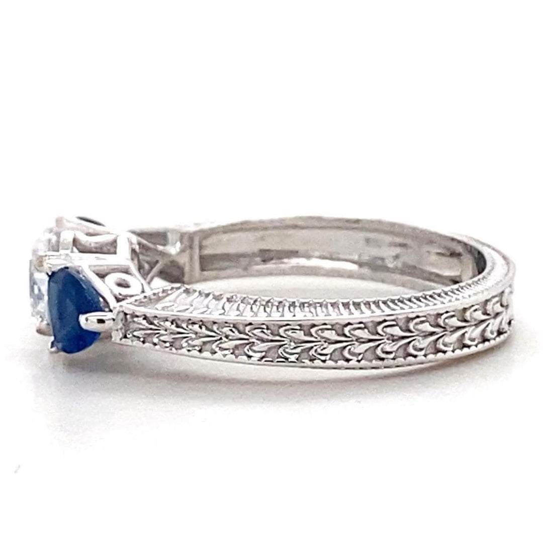 Solitaire Blue Sapphire Diamond Ring, Monica's Ring from F.R.I.E.N.D.S, 14K Solid Gold, Natural Diamonds, Gemstone Jewelry, Gift for her