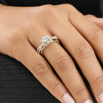 Load image into Gallery viewer, Engagement Solitaire Ring, 14k Solid Gold, Natural Diamonds, Flower Filigree Ring, Dual Tone, Split Shank, Bridal Jewelry, Gift For Her