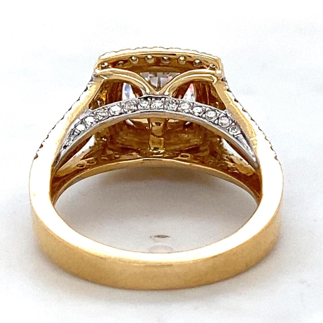 Round Solitaire Halo Diamond Ring, 14k Solid Gold, Natural Diamonds, Wedding Engagement Ring, Gift For Her