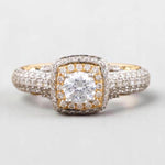 Load image into Gallery viewer, Cushion Halo Diamond Ring, 14k Solid Gold, Natural Diamonds, Engagement Ring, Illusion Setting, Two-Toned Bridal Jewelry, Gift for Her