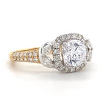 Load image into Gallery viewer, Solitaire Square Diamond Ring, 14k Solid Gold, Marquise leaves Engagement Ring, Dual Tone, Natural Diamonds, Bridal Jewelry, Gift for her