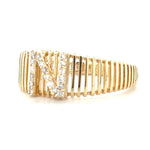 Load image into Gallery viewer, Personalized Initial Letter Diamond Ring, 14k Solid Gold, Natural Diamonds, Lined Cage Bar Band, Custom Jewelry, Minimalist Stackable Band