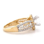 Load image into Gallery viewer, Solitaire Diamond Engagement Ring, Tessellation Effect, 14k Solid Gold, Natural Diamonds, Floral Ring, Dual Tone, Gift For Her