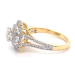 Load image into Gallery viewer, Round Solitaire Diamond Ring, Concentric Square Engagement Ring, 14K Solid Gold, Natural Diamonds, Bridal Jewelry, Gift For Her