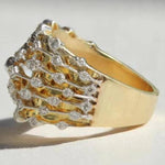 Load image into Gallery viewer, Wide Band Diamond Broad Ring, 14k Solid Gold, Natural Diamonds, Statement Cocktail Ring, Bridal Ring, Illusion Setting, Gift For Her