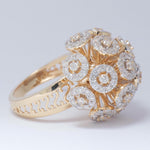Load image into Gallery viewer, Orb Statement Diamond Ring, Blossom Floral Ring, 14k Solid Gold, Natural Diamonds, Cluster Dome Ring, Bold Cocktail Jewelry, Gift For Her