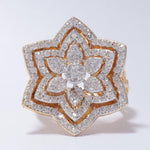 Load image into Gallery viewer, Flower Diamond Ring, 14k Solid Gold, Natural Diamonds, Cocktail Floral Halo Ring, Statement Ring, Bridal Jewelry, Gift For Her