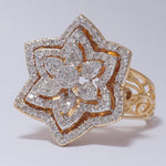 Load image into Gallery viewer, Flower Diamond Ring, 14k Solid Gold, Natural Diamonds, Cocktail Floral Halo Ring, Statement Ring, Bridal Jewelry, Gift For Her