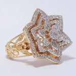 Load image into Gallery viewer, Flower Diamond Ring, 14k Solid Gold, Natural Diamonds, Cocktail Floral Halo Ring, Statement Ring, Bridal Jewelry, Gift For Her