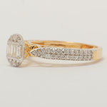 Load image into Gallery viewer, Oval Cluster Natural Diamond Ring: 14k Solid Gold Baguette & Round Illusion Set Ring, HRD Certified, Ready To Ship