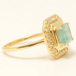 Load image into Gallery viewer, Princess Cut Halo Emerald Gemstone Diamond Ring, 14k Solid Gold, Natural Diamonds, Birthstone rings, Proposal Ring, Gift For Her