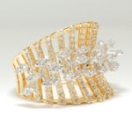 Load image into Gallery viewer, Marquise Diamond Ring, 14k Solid Gold, Natural Diamonds, Wide Band Cocktail Ring, Dual Tone Cluster Ring, Statement Jewelry, Gift For Her