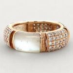 Load image into Gallery viewer, Mother of Pearl Diamond Ring, 14k Solid Gold, Natural Diamond, Cocktail Cluster Band, Statement Ring, Wide Dome Everyday Stack, Gift For Her