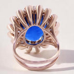 Load image into Gallery viewer, Blue Sapphire Oval Gemstone Diamond Ring, 14k Solid Gold, Cocktail Blue Stone Ring, Natural Diamonds, Birthstone Rings, Gift for her