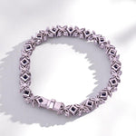 Load image into Gallery viewer, Floral Natural Diamond Blue Sapphire Tennis Bracelet: 14k Solid Gold Gemstone Jewellery, Certified Jewelry