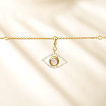 Load image into Gallery viewer, Evil Eye Natural Diamond Cluster Charm: 14k Solid Gold Dual Tone Everyday Stacking Pendant, Certified Jewelry