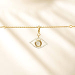 Load image into Gallery viewer, Evil Eye Natural Diamond Cluster Charm: 14k Solid Gold Dual Tone Everyday Stacking Pendant, Certified Jewelry