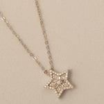 Load image into Gallery viewer, Star Diamond Pendant Necklace, 14k Solid Gold, Cluster Baguette Natural Diamond, Stacking Chain Pendant, Celestial Jewelry