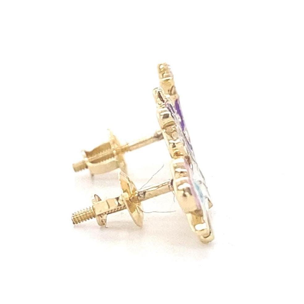 Kids Unicorn Diamond Stud Earrings, 14k Solid Gold With Pink Enameling, Natural Diamonds, Kids jewelry, Gift for toddlers, girls and kids