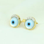 Load image into Gallery viewer, Kids' Evil Eye Diamond Stud Earrings, 14k Solid Gold, Natural Diamonds, Kids Protection Jewelry, Gift for toddlers/girls/kids