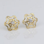 Load image into Gallery viewer, Kids Spider Web Diamond Stud Earrings, 14k Solid Gold, Natural Diamonds, Kids Jewelry, Gift for toddlers, girls and kids