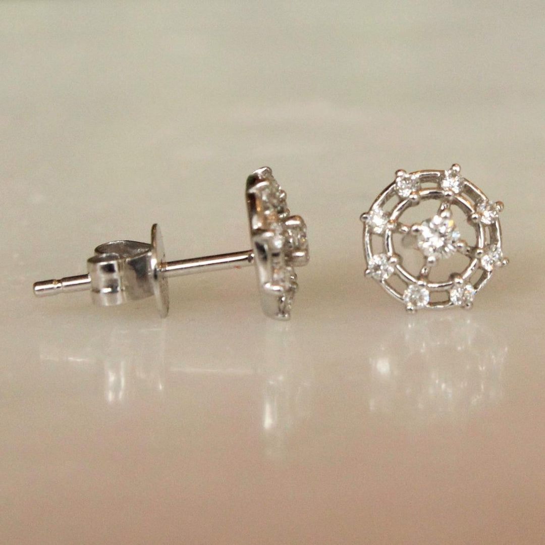 Kids Wheel Diamond Stud Earrings, 18k Solid Gold, Natural Diamonds, Kids Jewelry, Gift for toddlers, girls, and kids Gift For Her