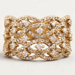 Load image into Gallery viewer, Criss Cross Diamond Ring, 14k solid gold, Natural Diamonds, Wedding Broad Band, Cocktail Statement Ring, Wide Band Ring, Gift For Her