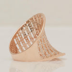 Load image into Gallery viewer, Wide Diamond Ring, 14K Solid Gold, Natural Diamonds, Bold Statement Ring, Net Pattern Diamond Ring, Full Finger Ring, Gift For Her