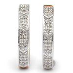 Load image into Gallery viewer, Oval Diamond Earrings, 14k Solid Gold, Natural Diamonds, Geometric Chevron Pavé Hoops, Minimalist Statement Jewelry, Wedding Jewelry