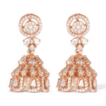 Load image into Gallery viewer, Floral Diamond Dangle Earrings, 14K Solid Gold, Natural Diamonds, Diamond Cap Earrings, Bridal Party Earrings, Cocktail Statement Gift