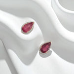 Load image into Gallery viewer, Pear Tourmaline Halo Diamond Stud Earrings, 14k solid Gold, Natural Diamonds, Tear Drop Gemstone Studs, Statement Everyday Jewelry