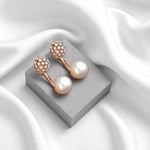 Load image into Gallery viewer, Pearl Diamond Drop Stud Earrings, 14k Solid Gold, Natural Diamonds, Bridal Wedding Studs, Cluster Dome Jewelry, Statement Earrings