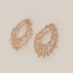 Load image into Gallery viewer, Peacock Feather Natural Diamond Stud: 14k Solid Gold Teardrop Sunburst Earrings, IGI Certified, Ready To Ship