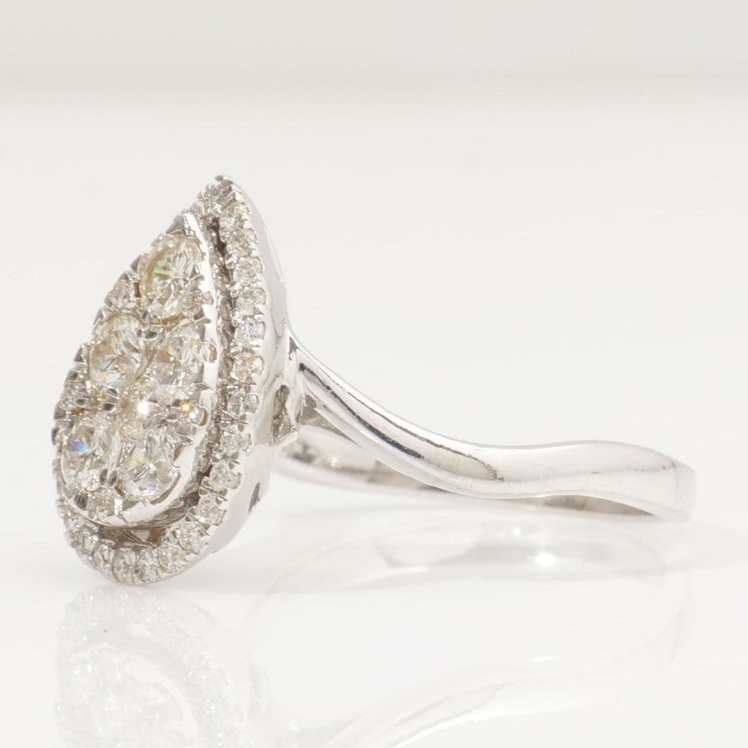 Pear Halo Diamond Ring, 14k Solid Gold, Natural Diamonds, Statement Ring, Everyday Cluster Wedding Jewelry, Illusion Statement Cocktail Ring