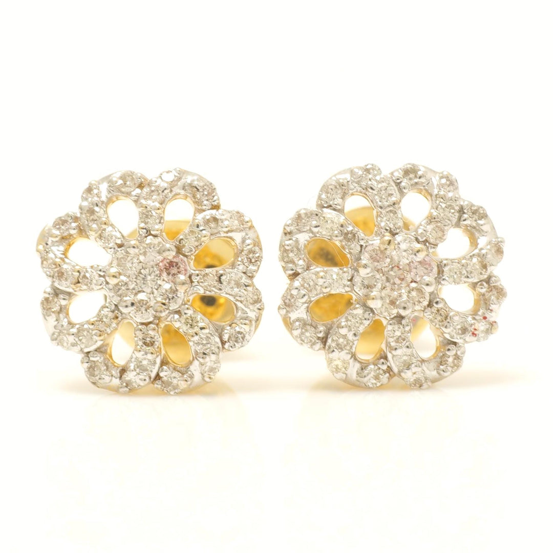 Flower Diamond Stud Earrings, 14k Solid Gold, Natural Diamonds, Pave Floral Studs, Everyday Statement  Jewelry, Cluster Pave Setting