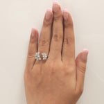 Load image into Gallery viewer, Floral Pear Diamond Ring, 14K Solid Gold, Natural Diamonds, Cluster Open Cuff Ring, Cocktail Ring, Bold Statement Ring, Wedding Ring