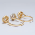 Load image into Gallery viewer, Cluster Natural Diamond Open Cuff Ring: 14k Solid Gold Halo Two Tone Three Finger Cocktail Jewellery, Certified Jewelry