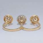 Load image into Gallery viewer, Cluster Diamond Open Cuff Ring, 14k Solid Gold, Natural Diamonds, Halo Two Tone Ring, Three Finger Cocktail Ring, Gift for Her