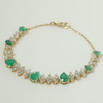 Load image into Gallery viewer, Teardrop Emerald Natural Diamond Tennis Bracelet: 14K Solid Gold Gemstone Minimalistic Chain Jewellery, Certified Jewelry