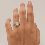 Load image into Gallery viewer, Princess Halo Solitaire Diamond Ring, 14k Solid Gold, Natural Diamonds, Engagement Proposal Ring, Bridal Wedding Jewelry