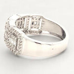 Load image into Gallery viewer, Halo Diamond Ring, 14k Solid Gold, Round & Baguette Natural Diamonds, Half Eternity Band, Illusion Set Ring, Wedding Ring, Gift For Her