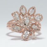 Load image into Gallery viewer, Floral Cocktail Diamond Ring, 14k Solid Gold, Natural Diamonds, Marquise & Pear Diamond, Statement Jewelry, Cocktail Halo Ring, Gift for her