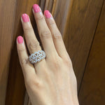 Load image into Gallery viewer, Statement Diamond Ring, 14k Solid Gold, Natural Diamonds, Infinity loop Band, Cocktail Band, Wide Band Statement Ring, Gift For Her