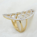 Load image into Gallery viewer, Oval Mesh Diamond Ring, 14k Solid Gold, Natural Diamonds, Full Finger Statement Ring, Cocktail Ring, Bold Evening Jewelry, Gift for Her