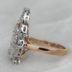 Load image into Gallery viewer, Leaves Cluster Natural Diamond Cocktail Ring: 14k Solid Gold Bridal Floral Jewellery, Certified Jewelry