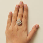 Load image into Gallery viewer, Cocktail Halo Diamond Ring, 14k Solid Gold, Natural Diamonds, Cluster Set Wedding Ring, Illusion Setting, Statement Jewelry, Gift For Her